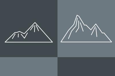 Mountain line icons on gray background