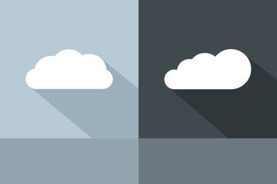 White cloud icons with long shadow