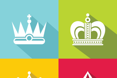 White crown icons on color background