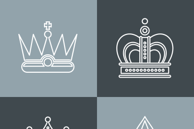 White line crown icons on gray background