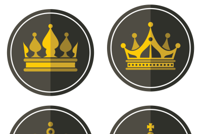 Yellow crown icons on color background