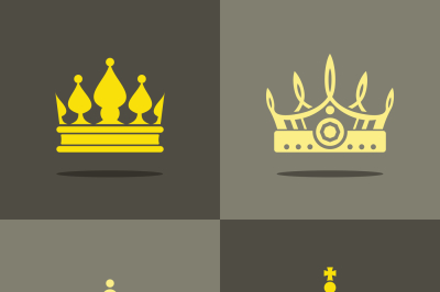 Yellow crown icons with shadow