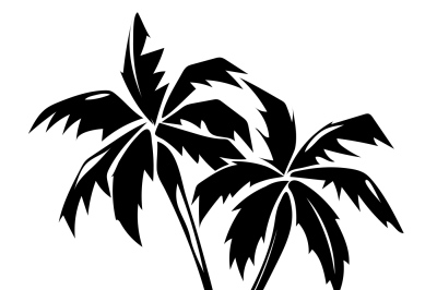 Tropical island and palm trees illustration