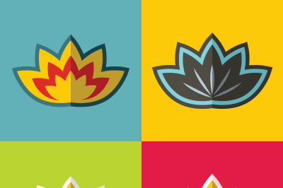 Color flowers in flat style on  background