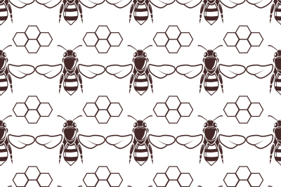 Bee and honey vector seamless background