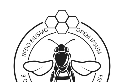 Retro honeybee, beekeeper, honey logo