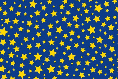 Golden stars blue sky seamless pattern