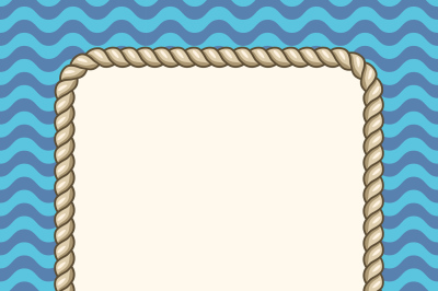 Sea waves background with a rope frame