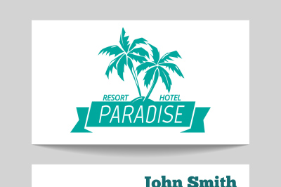 Tropical hotel business card template