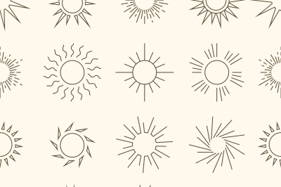 Suns in the sky seamless pattern