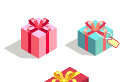 Set of gift box 3d isometric