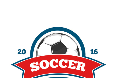 Round vector soccer logo template isolated white