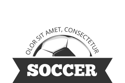 Vector soccer logo&2C; badge template isolated in black white