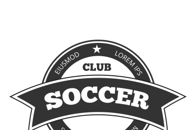 Vector soccer logo, badge template isolated in black white