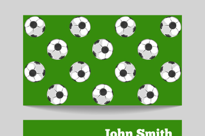 Soccer green field business card template