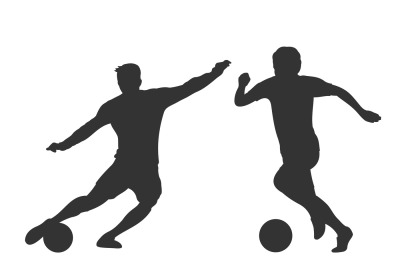 Soccer players silhouettes isolated over white