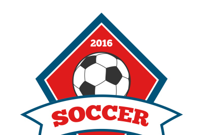 Vector soccer logo&2C; badge&2C; emblem template in red and blue