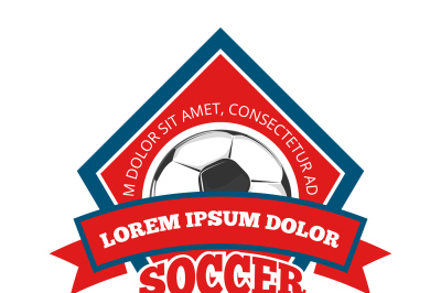 Vector soccer logo&2C; badge&2C; emblem template in red and blue