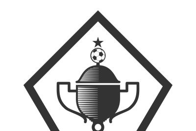 Vector soccer logo template, emblem in black isolated white