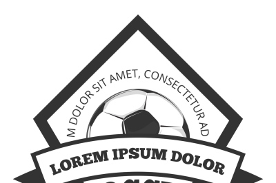 Vector soccer logo template, emblem in black isolated white