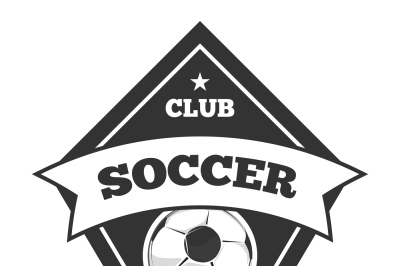 Vector soccer logo template, emblem in black isolated white