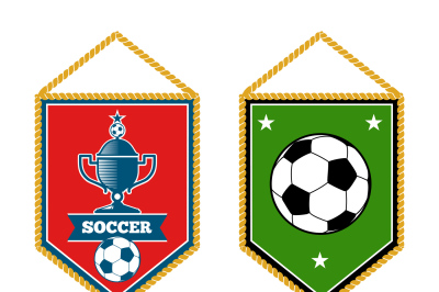 Soccer pennants set isolated white