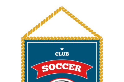 Blue soccer pennant isolated white