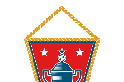 Red triangle soccer pennant isolated white