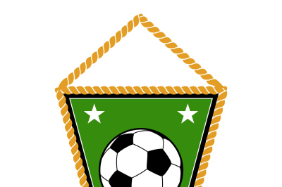 Green soccer pennant isolated white