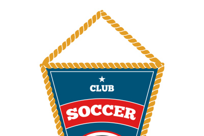 Blue soccer pennant isolated white