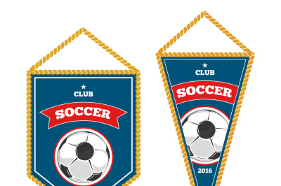 Soccer pennants isolated white