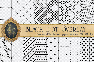 16 Seamless Black Minimalist Dot Overlay Transparent Papers