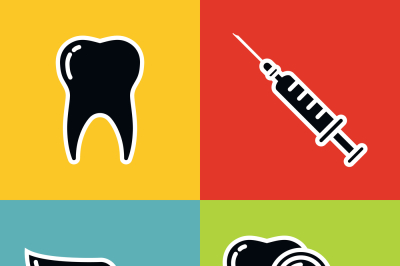 Dentistry medical black icons with white stroke