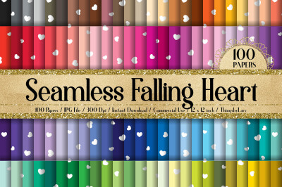 100 Seamless Falling Small Valentine Heart Digital Papers