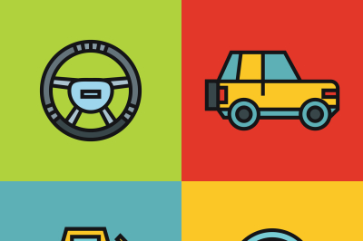 Road tourist color icons