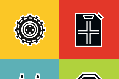 Road tourist icons in line style on color background