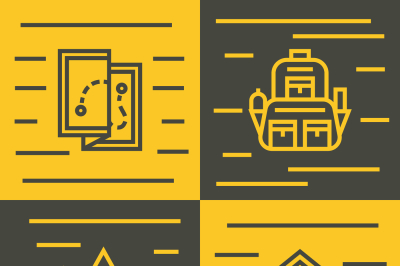 Road tourist line icons