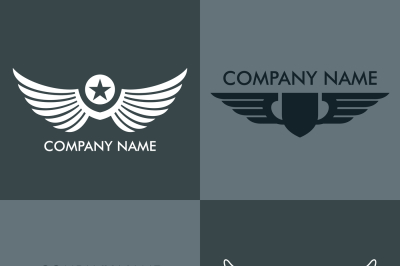 Wings logo for company on gray background