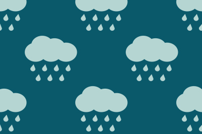 Vector clouds and rain weather seamless pattern