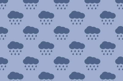 Vector clouds and rain weather seamless pattern