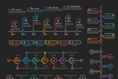Business infographic elements collection vector timelines and charts f