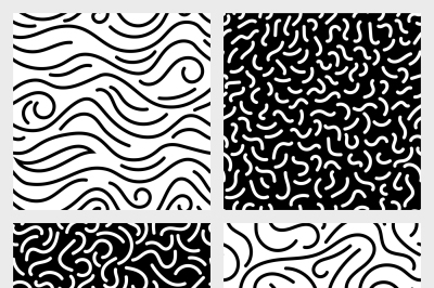 Hand drawn marker, ink, line, stroke, squiggle vector seamless pattern