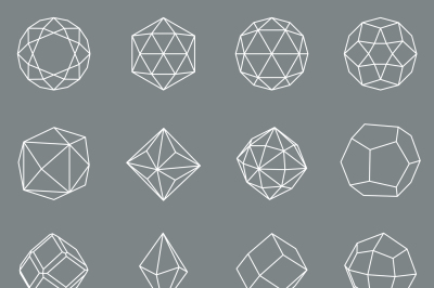 Gem crystal geometric shapes vector set