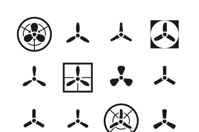 Fans, propellers vector icons set