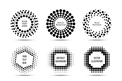 Circle vector dotted burst halftone banners