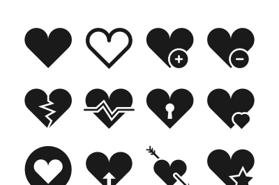 Love heart vector icons set