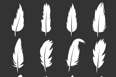 Vector feather vintage pens on black background