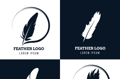 Feather&2C; elegant pen&2C; law firm&2C; lawyer&2C; writer literary vector logos s