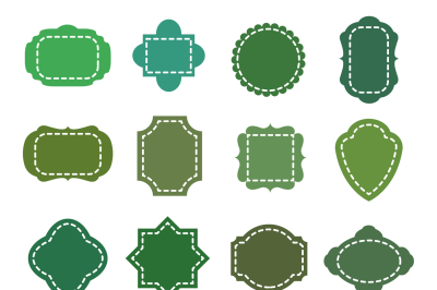 Eco green natural organic product badges vector shapes set