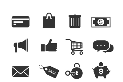 E-commerce shopping vector icons set